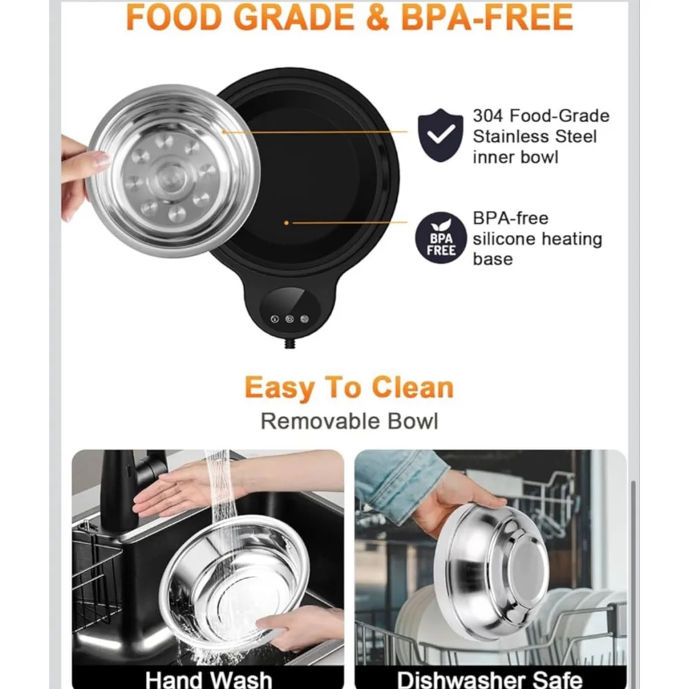 NEW Heated Water Bowl Dog & Cat, 3 Temp Settings 12H Timer Outdoor BPA 50 oz
